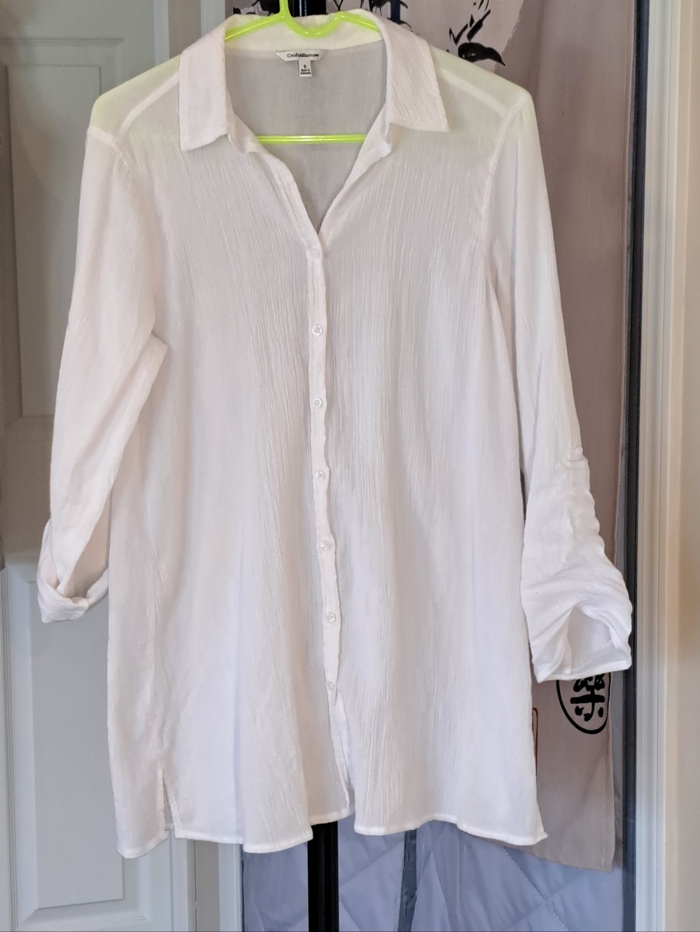 Croft&Barrow cotton gauze White Shirt Tunic Cover up Sz S